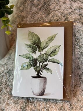 Botanical Potted Plants Variety Note Cards Set of Six NWT HC